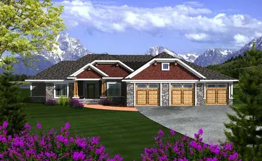 Craftsman house plans 7-1075 - front exterior, 2,105 sq ft, 3 bed, 2 bath house plans | Monster House Plans