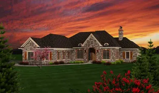 French Country house plans 7-1083 - front exterior, 3,164 sq ft, 3 bed, 2 bath house plans | Monster House Plans