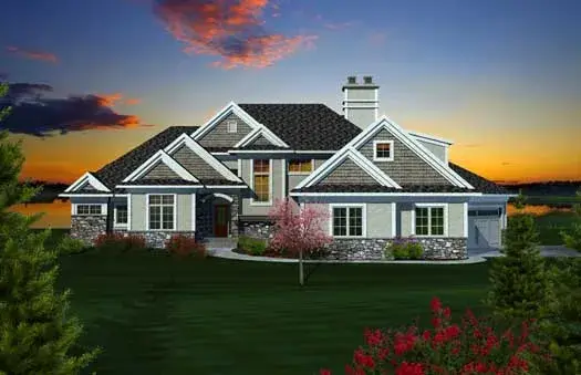 Craftsman house plans 7-1087 - front exterior, 4,697 sq ft, 4 bed, 3 bath house plans | Monster House Plans