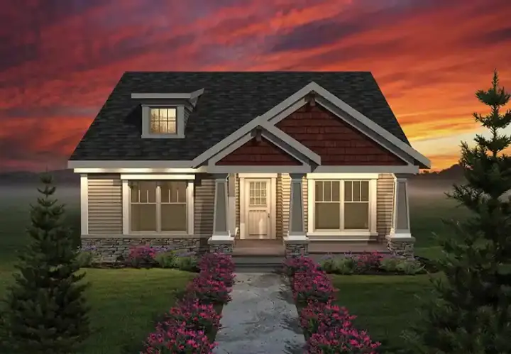 Craftsman house plans 7-1089 - front exterior, 1,445 sq ft, 2 bed, 2 bath house plans | Monster House Plans