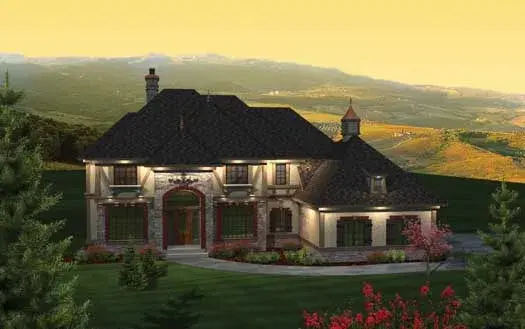 English Country house plans 7-1104 - front exterior, 3,843 sq ft, 5 bed, 4 bath house plans | Monster House Plans