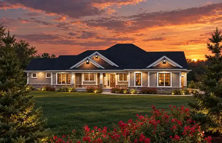 Craftsman house plans 7-1112 - front exterior, 2,080 sq ft, 3 bed, 2 bath house plans | Monster House Plans