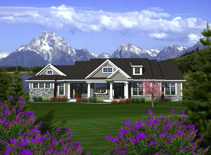 Craftsman house plans 7-1113 - front exterior, 2,164 sq ft, 3 bed, 2 bath house plans | Monster House Plans