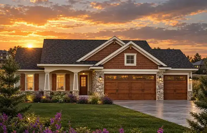 Craftsman house plans 7-1133 - front exterior, 1,351 sq ft, 3 bed, 2 bath house plans | Monster House Plans