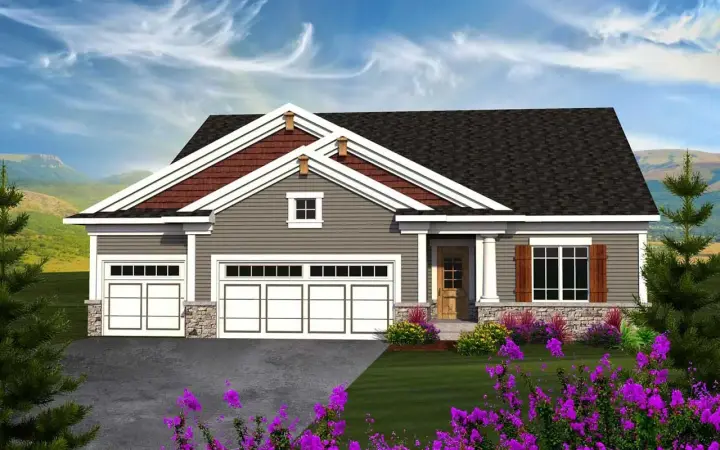 Craftsman house plans 7-1136 - front exterior, 1,660 sq ft, 3 bed, 2 bath house plans | Monster House Plans