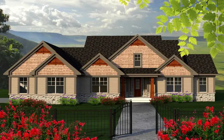 Craftsman house plans 7-1143 - front exterior, 2,177 sq ft, 3 bed, 3 bath house plans | Monster House Plans