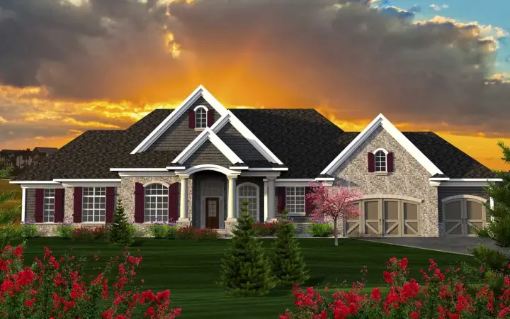 Traditional house plans 7-1150 - front exterior, 2,687 sq ft, 3 bed, 2 bath house plans | Monster House Plans