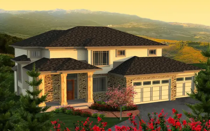 Prairie house plans 7-1152 - front exterior, 2,740 sq ft, 4 bed, 3 bath house plans | Monster House Plans