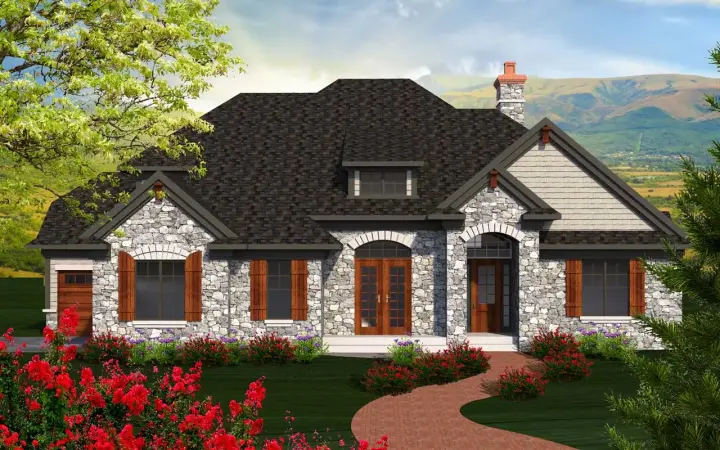 English Country house plans 7-1153 - front exterior, 2,854 sq ft, 4 bed, 2 bath house plans | Monster House Plans