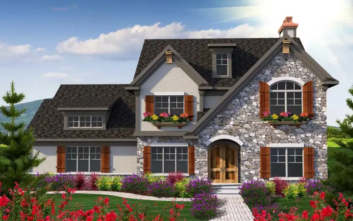 English Country house plans 7-1155 - front exterior, 3,103 sq ft, 5 bed, 4 bath house plans | Monster House Plans
