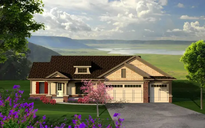 Craftsman house plans 7-1160 - front exterior, 1,282 sq ft, 3 bed, 2 bath house plans | Monster House Plans