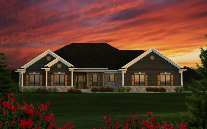 Traditional house plans 7-1165 - front exterior, 1,807 sq ft, 3 bed, 2 bath house plans | Monster House Plans