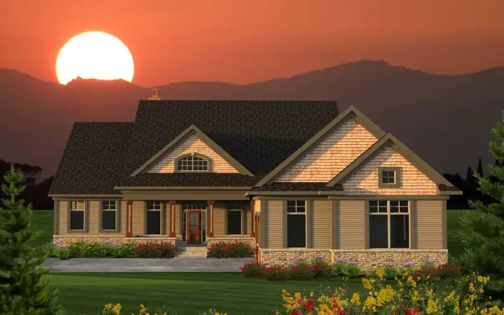 Craftsman house plans 7-1177 - front exterior, 2,866 sq ft, 2 bed, 2 bath house plans | Monster House Plans