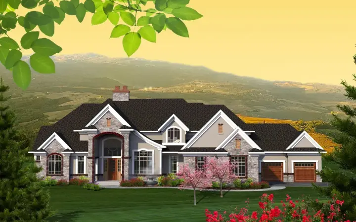 Traditional house plans 7-1180 - front exterior, 5,050 sq ft, 4 bed, 3 bath house plans | Monster House Plans