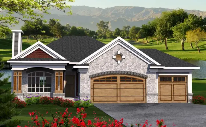 Craftsman house plans 7-1181 - front exterior, 1,500 sq ft, 3 bed, 2 bath house plans | Monster House Plans