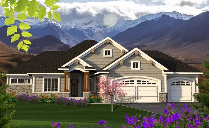 Traditional house plans 7-1182 - front exterior, 1,709 sq ft, 2 bed, 2 bath house plans | Monster House Plans