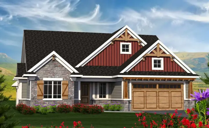 Craftsman house plans 7-1186 - front exterior, 1,848 sq ft, 2 bed, 2 bath house plans | Monster House Plans