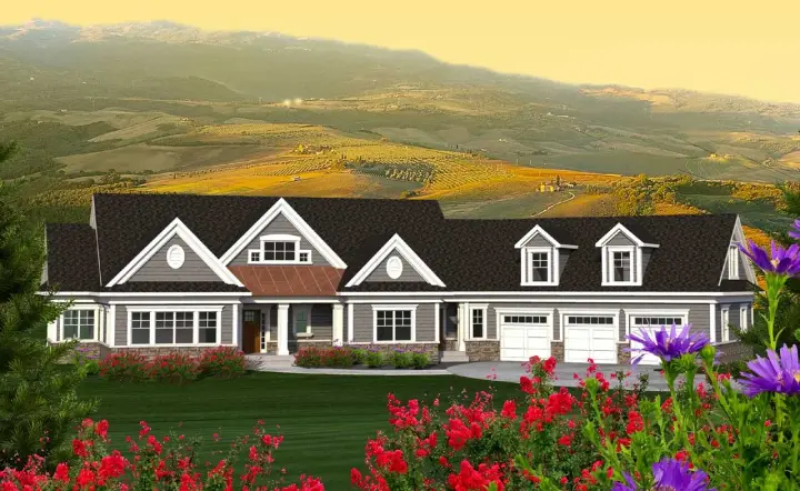 Traditional house plans 7-1190 - front exterior, 2,271 sq ft, 2 bed, 2 bath house plans | Monster House Plans