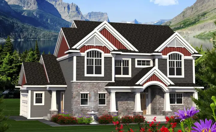 Craftsman house plans 7-1192 - front exterior, 2,339 sq ft, 4 bed, 2 bath house plans | Monster House Plans