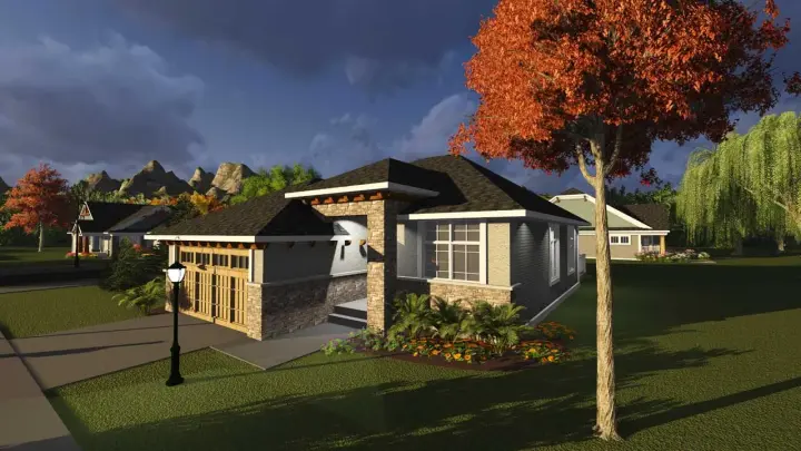 Traditional house plans 7-1208 - front exterior, 1,360 sq ft, 2 bed, 2 bath house plans | Monster House Plans