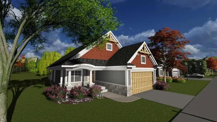 Craftsman house plans 7-1211 - front exterior, 1,602 sq ft, 2 bed, 2 bath house plans | Monster House Plans