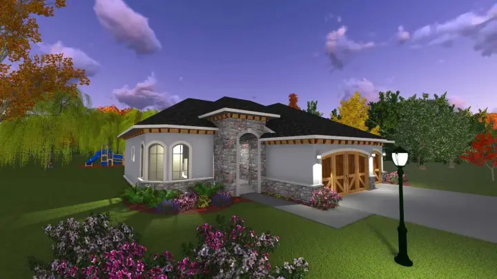 European house plans 7-1213 - front exterior, 1,626 sq ft, 3 bed, 2 bath house plans | Monster House Plans