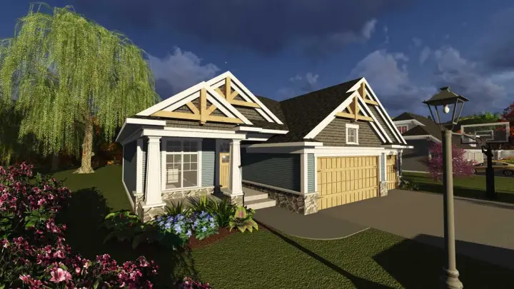 Craftsman house plans 7-1217 - front exterior, 1,934 sq ft, 3 bed, 2 bath house plans | Monster House Plans