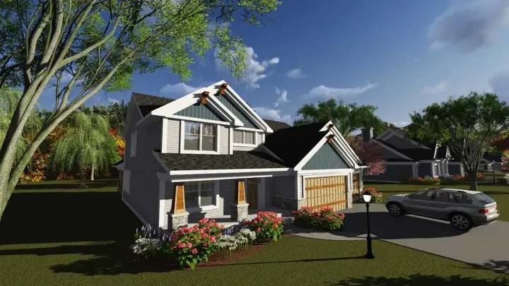 Craftsman house plans 7-1223 - front exterior, 2,576 sq ft, 4 bed, 2 bath house plans | Monster House Plans