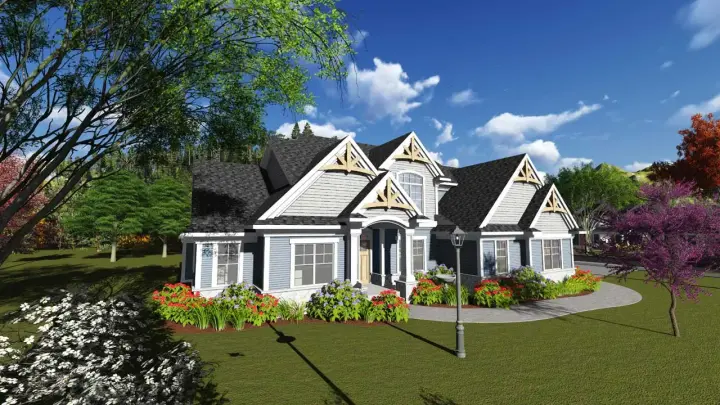 Craftsman house plans 7-1225 - front exterior, 3,004 sq ft, 4 bed, 3 bath house plans | Monster House Plans