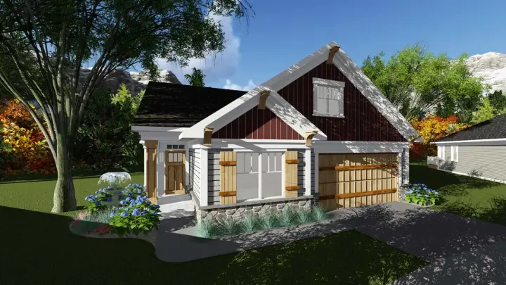 Craftsman house plans 7-1235 - front exterior, 1,456 sq ft, 2 bed, 2 bath house plans | Monster House Plans