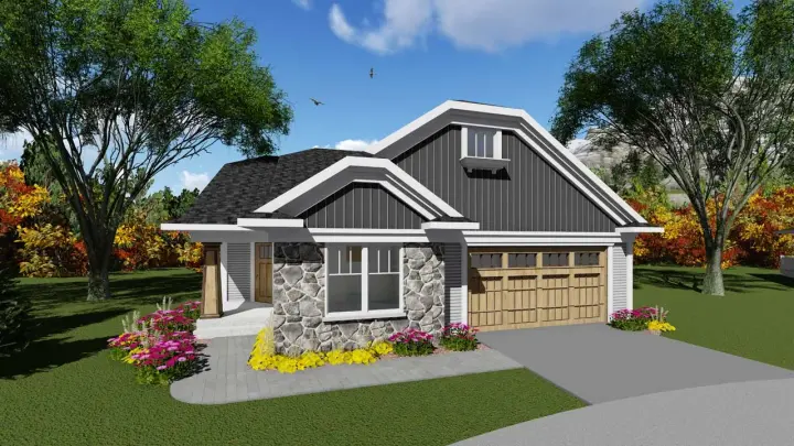 Craftsman house plans 7-1236 - front exterior, 1,514 sq ft, 2 bed, 2 bath house plans | Monster House Plans