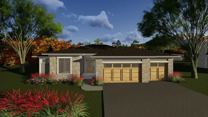 Contemporary house plans 7-1239 - front exterior, 1,800 sq ft, 3 bed, 2 bath house plans | Monster House Plans