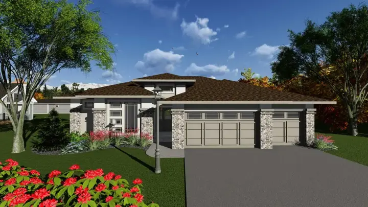 Modern house plans 7-1243 - front exterior, 1,904 sq ft, 2 bed, 2 bath house plans | Monster House Plans