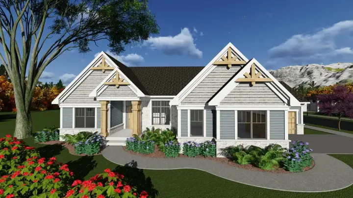 Craftsman house plans 7-1247 - front exterior, 2,328 sq ft, 3 bed, 2 bath house plans | Monster House Plans