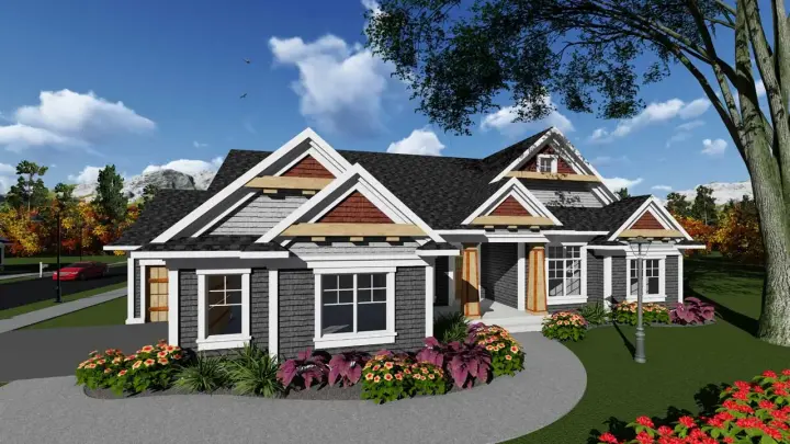 Craftsman house plans 7-1248 - front exterior, 2,357 sq ft, 4 bed, 2 bath house plans | Monster House Plans