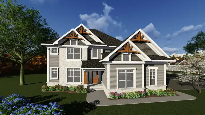 Craftsman house plans 7-1251 - front exterior, 2,611 sq ft, 4 bed, 2 bath house plans | Monster House Plans