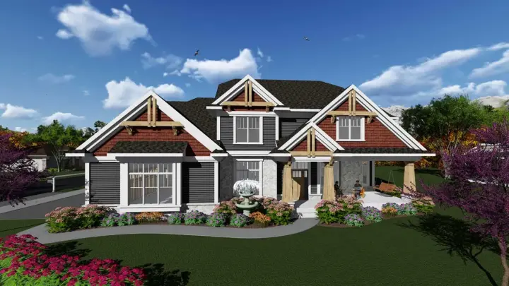 Craftsman house plans 7-1252 - front exterior, 2,681 sq ft, 3 bed, 2 bath house plans | Monster House Plans