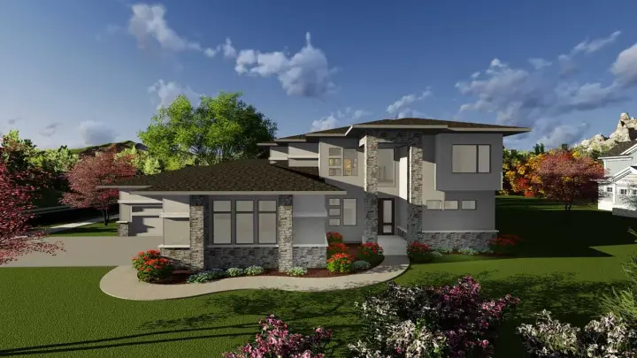 Contemporary house plans 7-1257 - front exterior, 2,950 sq ft, 3 bed, 3 bath house plans | Monster House Plans