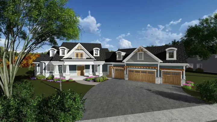 Craftsman house plans 7-1260 - front exterior, 3,549 sq ft, 4 bed, 4 bath house plans | Monster House Plans