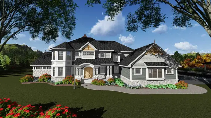 Craftsman house plans 7-1267 - front exterior, 4,431 sq ft, 5 bed, 5 bath house plans | Monster House Plans