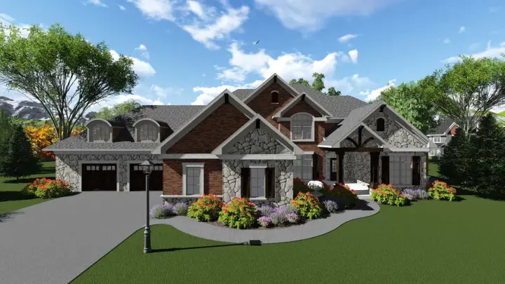 Traditional house plans 7-1268 - front exterior, 4,540 sq ft, 4 bed, 3 bath house plans | Monster House Plans