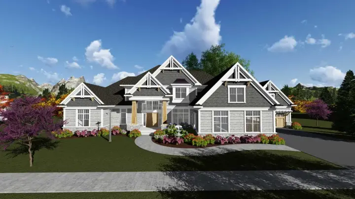 Craftsman house plans 7-1269 - front exterior, 5,014 sq ft, 4 bed, 3 bath house plans | Monster House Plans