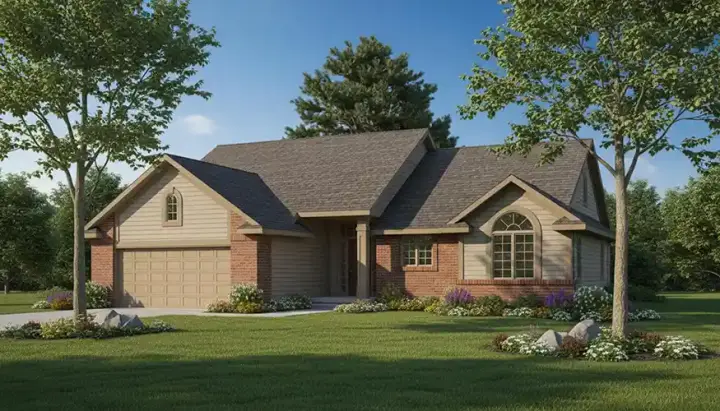 Traditional house plans 7-128 - front exterior, 1,309 sq ft, 2 bed, 2 bath house plans | Monster House Plans