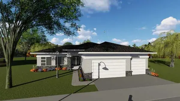 Contemporary house plans 7-1284 - front exterior, 2,264 sq ft, 3 bed, 2 bath house plans | Monster House Plans