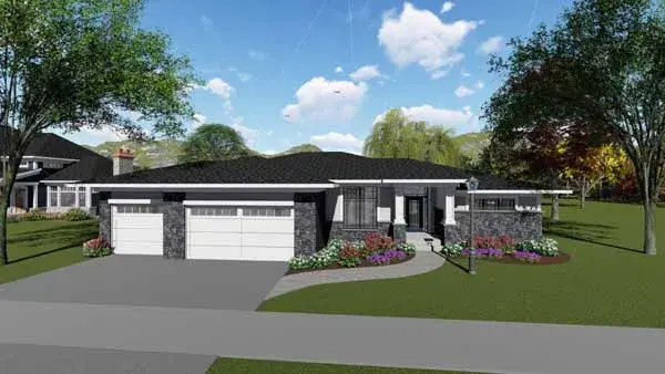 Contemporary house plans 7-1285 - front exterior, 2,314 sq ft, 2 bed, 2 bath house plans | Monster House Plans