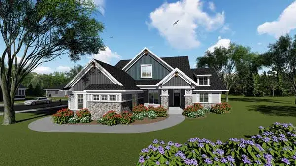 Craftsman house plans 7-1286 - front exterior, 2,495 sq ft, 3 bed, 2 bath house plans | Monster House Plans