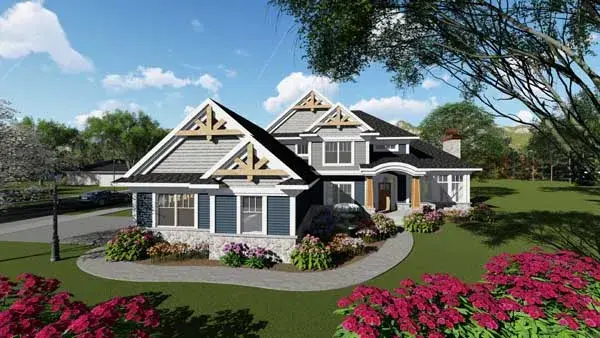 Craftsman house plans 7-1289 - front exterior, 2,904 sq ft, 4 bed, 2 bath house plans | Monster House Plans