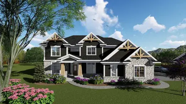 Craftsman house plans 7-1293 - front exterior, 3,388 sq ft, 4 bed, 3 bath house plans | Monster House Plans