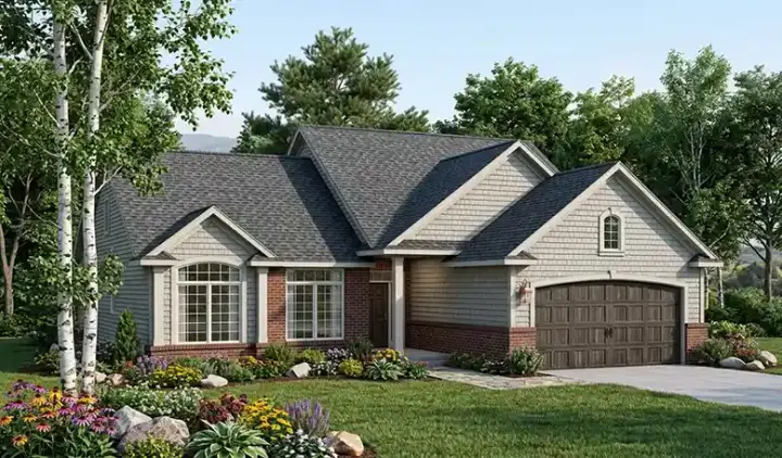 Traditional house plans 7-130 - front exterior, 1,519 sq ft, 3 bed, 2 bath house plans | Monster House Plans