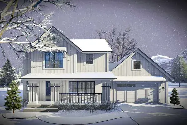 Modern Farmhouse house plans 7-1301 - front exterior, 1,484 sq ft, 3 bed, 2 bath house plans | Monster House Plans